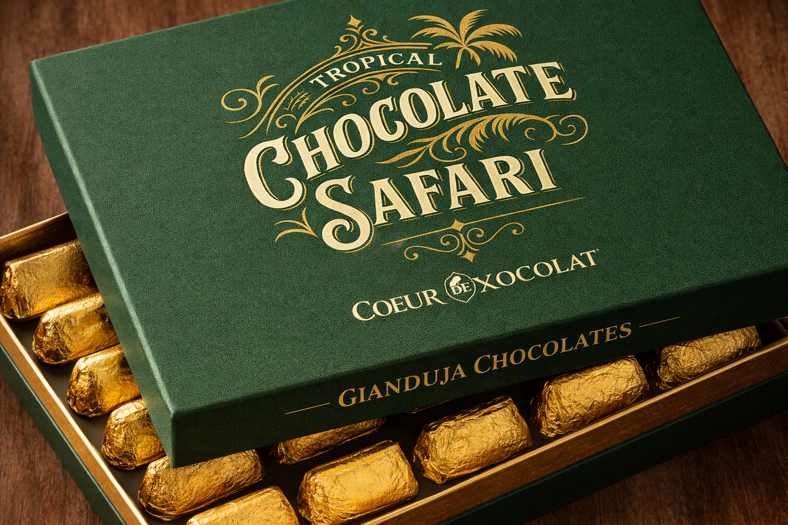 Chocolate Safari open box of gianduja 